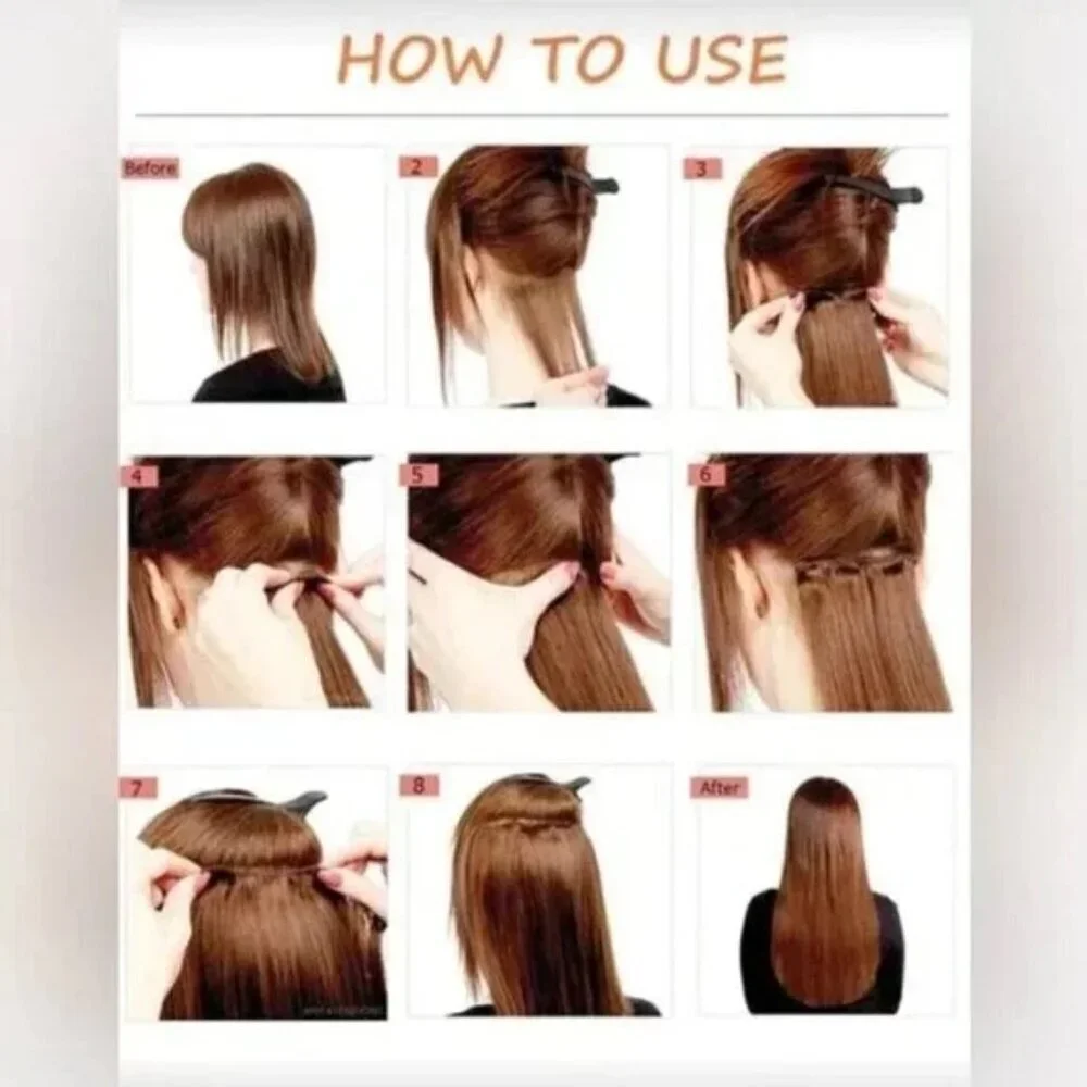 Black human hair Blend Extensions Clip in pieces 22 in long